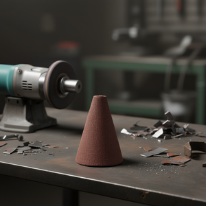 Manchon conique en tissu abrasif corindon grain 220, 22x36x60 mm pour ponçage de métal - Product Image 3