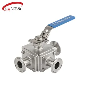 Stainless steel sanitary square 3-way ball valve for food industry