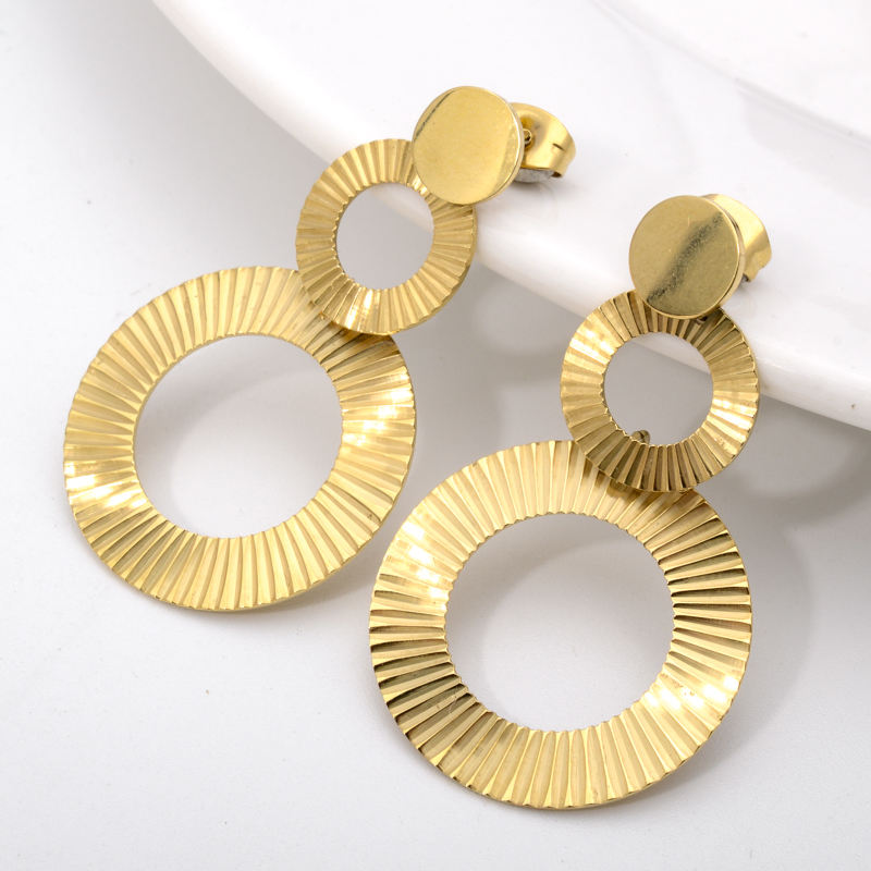 Fashion Trendy Jewelry 18k Gold Plated Stainless Steel Dainty Hypoallergenic Large Wide Circle Hoop Earrings Women 