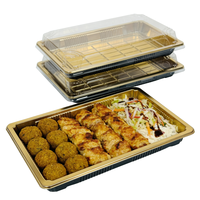 Lebensmittelechte PET-Gold-Kunststoff-Verpackungsbox für Gebäck und Süßigkeiten, Baklava-Serviertablett, Ramadan-Zubehör, Großhandel Catering-Box mit Deckel