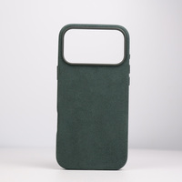 Étui de téléphone en cuir véritable Alcantara de luxe, tissu en daim vert, adapté aux iPhone 17 16 Pro Max