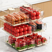 Boîte de rangement pour réfrigérateur de type tiroir, bac de conservation des aliments frais, panier de drainage, organisateur de réfrigérateur, bac de rangement transparent
