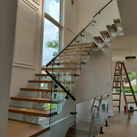 Escalier suspendu personnalisé HZ, style classique et simple, marches en bois, escalier suspendu pour villa, escalier d'hôtel