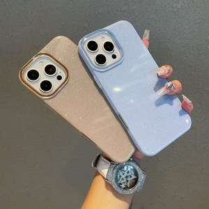 Funda de teléfono sencilla oficial delgada de TPU + PC con purpurina para <span class=keywords><strong>Apple</strong></span> iPhone 17 16 15 14 13 Pro Max Bling Girly, carcasa protectora - Product Image 1