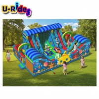 Parc gonflable multifonctionnel Funcity en PVC, thème océan, parc interactif amusant, taille et couleur personnalisables, utilisation intérieure et extérieure, 10-20 personnes