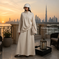Nouvelle Collection : Ensemble Deux Pièces Grande Taille – Haut Oversize à Col Montant et Demi-Zip avec Jupe Longue Évasée | Tenue Abaya musulmane décontractée