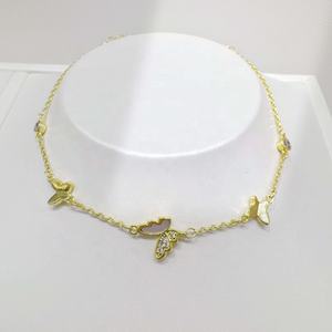 Pulseras de cadena minimalistas de plata de ley 925 al por mayor, chapadas en oro de 14k, con dijes de mariposa de circonita para niñas, ideales para el verano. - Product Image 2