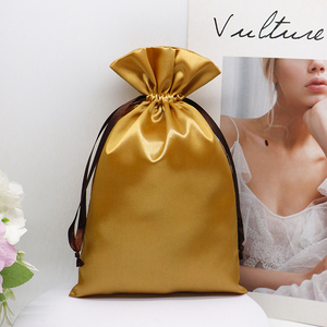 Manufacturer Custom Logo Satin Drawstring Bags Gold Wig Underwear Wig <strong>Packaging</strong> Pouches <strong>Textile</strong> <strong>Packaging</strong> - Product Image 4