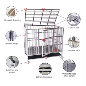 Para mascotas profesional gran perrera veterinaria comercial de acero inoxidable interior de lujo perro cachorro canino <span class=keywords><strong>jaula</strong></span> sólida - Product Image 3