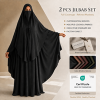 Ensemble de prière musulman 2 pièces premium avec abaya et niqab pour femme, tenue islamique ample et couvrante, grande taille, collection printemps, vente en gros