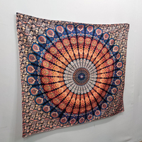 Tapisserie murale en polyester imprimée numériquement, style bohème indien, mandala, hippie, pour la décoration de chambre à coucher, vente en gros sur mesure