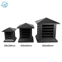 Capot de ventilation carré noir en acier inoxydable 600*600mm, flexible et résistant aux intempéries, pour tuyaux d'évacuation et de ventilation