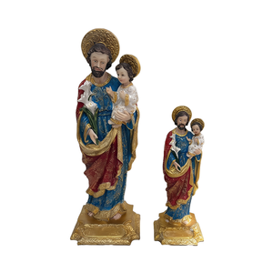 Statuette religieuse personnalisée en résine de Saint Joseph tenant le bébé Jésus, modèle peint à la main, décoration artisanale pour les fêtes - Product Image 1