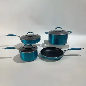 Fashion Style 7pcs Cookware Set Blue Color Nonstick Pan and Pot Set