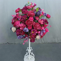 FL-969 Vente en gros Boule de fleurs rose vif Ornement Arrangements floraux artificiels faits à la main Décoration de mariage Décoration de table de mariage