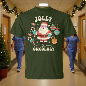 Camiseta navideña Jolly In Oncology para enfermeras de oncológica - Product Image 3