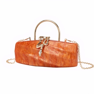 Women Snake Buckle Marble Acrylic Handle Evening Bag Glitter Clutch <b>Purse</b> with Removable Chain for Christmas Wedding - Product Image 5