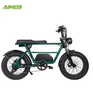 고품질 더블 시트 20 인치 지방 타이어 500W 빈티지 크루저 레트로 전기 자전거 복고풍 전기 자전거
