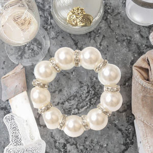 Anneaux de serviette en métal perlé, nouveau style chinois, écologiques, pour banquets de mariage, présentations de table de cuisine occidentale, épingle à foulard en stock - Product Image 3