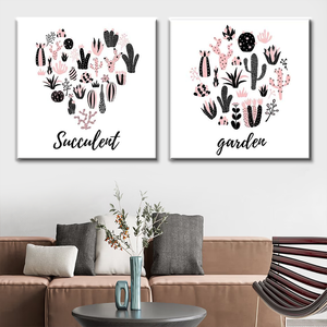 <span class=keywords><strong>Cactus</strong></span> mignon en art abstrait - Impressions sur toile personnalisées pour la décoration murale de la maison - Product Image 2