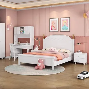 Luz nórdica de lujo estilo pajarita forma niña habitación rosa princesa dormitorio cama muebles 1,2 m/1,5 m marco de madera cama para niños