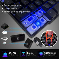 Teclado usb para videojuegos, dispositivo de alta calidad con cable led, rgb, venta al por mayor, muestra gratis de fábrica