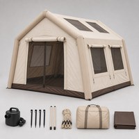 Tente de camping gonflable 3x2,5x2,2m, double entrée, 2 fenêtres en PVC, toile Oxford 420D imperméable, tente pneumatique 7,5 ㎡   Glamping familial, camping familial de grande taille
