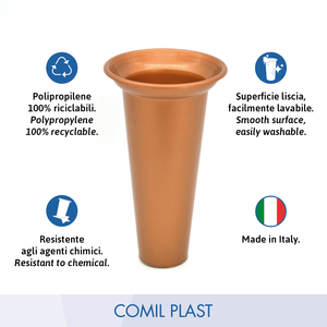 Vase en plastique de grande qualité, marque italienne, remplacement pour mausolée, crypte, moulage par injection, couleur cuivre, hauteur 6 pouces, style européen - Product Image 2