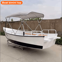 Bâche de protection solaire imperméable en toile, bateau pneumatique commercial à 2 arceaux en aluminium, tente de bateau de pêche gonflable