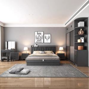 Design de luxe en tissu Tête de lit simple King Size Queen Lits doubles Ensembles de meubles de chambre d'hôtel - Product Image 2