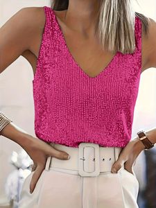 Femmes nouveau gilet <span class=keywords><strong>brillant</strong></span> col en v Sexy Base chemise <span class=keywords><strong>haut</strong></span> décontracté court sans manches fête quotidien <span class=keywords><strong>haut</strong></span> - Product Image 5