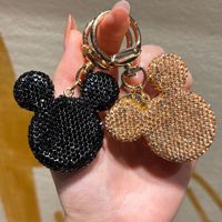 Porte-clés Mickey en strass très populaire, pendentif mignon de dessin animé pour sac à dos d'étudiant, porte-clés de voiture pour couple, cadeau en gros