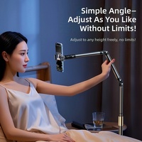 Support de téléphone magnétique pour sol, 360°, 2026 °   Support télescopique réglable à 6 axes avec roues pour diffusion en direct