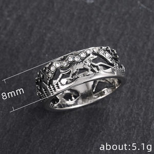 H174 Bagues de mariage rustiques unisexes en argent motif loup, style mode - Product Image 5