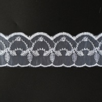 Dentelle en organza de nylon brodée florale de 4 cm, non élastique, à bord festonné, pour robes, lingerie, accessoires de couture, personnalisable