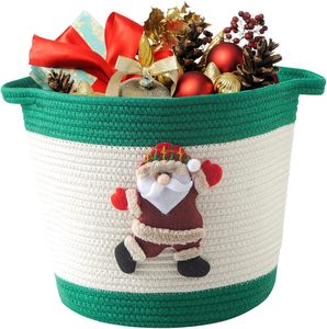 Amaz0n Cesta <span class=keywords><strong>de</strong></span> tendencia <span class=keywords><strong>de</strong></span> alta calidad Diseño navideño Cuerda <span class=keywords><strong>de</strong></span> algodón Cesta redonda tejida con asa - Product Image 5