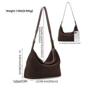 Sac à bandoulière Hobo en cuir véritable pour femmes, sac à main de grande capacité, souple, léger, portable, pour voyage, plage, affaires, décontracté - Product Image 4