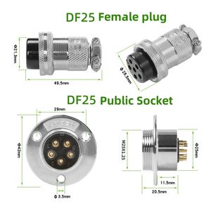 Conector de Aviación Serie DF25, 2/3/4/5/6/7/8/10/12 Pines, Macho y Hembra, Enchufe, Conector de Cable - Product Image 3