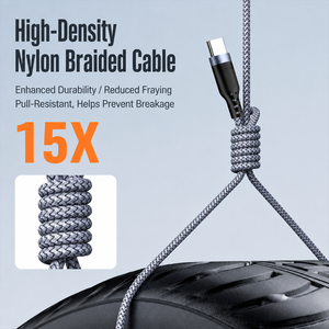 כבל טעינה ונתונים 3 ב-1 מסוג USB A ל-3 Type C, כבל נתונים קלוע, טעינה חכמה QC מקסימום 40W לטאבלט ולטלפון נייד - Product Image 5