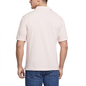 T-shirt en jersey de coton rose clair à manches courtes pour homme, couleur unie, respirant, tricoté, 180g, coupe classique - Product Image 2