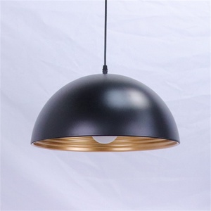 Joyinled 15英寸黑金金属吊灯，大胆纹理哑光黑色圆顶手工贴金箔吊灯 - Product Image 3
