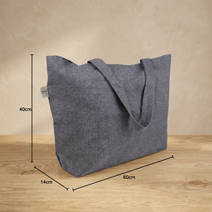 Canvas <b>Tote</b> <b>Bag</b> <b>Medium</b> Bohemian Style Solid Gray Water Resistant Zipper Closure Gift All Seasons Use - Product Image 5