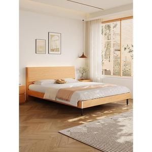 เตียงไม้โอ๊คสั่งทำพิเศษ ขนาด 0.8-2 เมตร สไตล์โมเดิร์นและมินิมอล สำหรับห้องนอนใหญ่ เตียงคู่ขนาด 1.8 เมตร เตียงเดี่ยวขนาด 1.2 เมตร โครงไม้ - Product Image 1