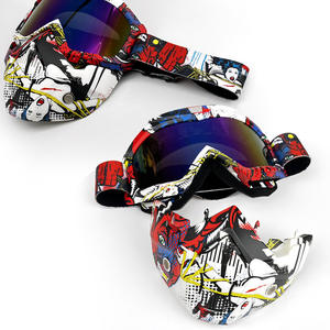 Kacamata sepeda motor masker kacamata motorcross, kacamata Filter mulut masker bola cat wajah penuh dapat dilepas - Product Image 3