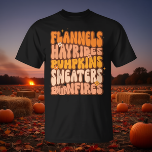 Camiseta de Franela con Temática de Día de Acción de Gracias, Paseo en Tractor, Calabaza y Fogata, Estilo Suéter Otoñal - Product Image 3