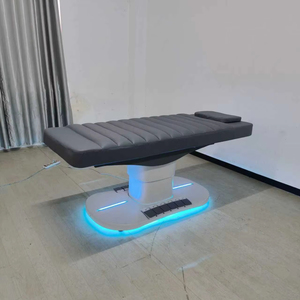 Camilla de masaje de cuero marrón chocolate DM, superventas, de lujo, para salón, con tres motores, eléctrica, para cosmética y masajes. - Product Image 4