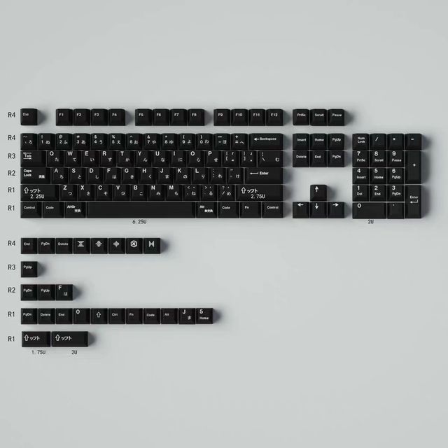WOB BOW DYE Sublimation PBT Minimalist Style Cherry Profile Key Caps Black Japanese Keycaps 129 Keys