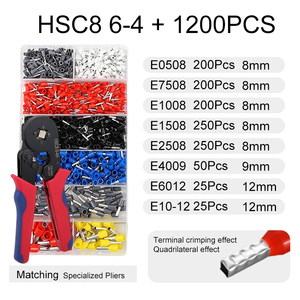 1200PCS 22-8AWG 0.5-10mm HSC8 6-4 OEM/ODM Insulated Cord End Bootlace Ferrule Terminals Kit <b>Wire</b> <b>Crimping</b> <b>Tool</b> Pliers Set Mult T - Product Image 4
