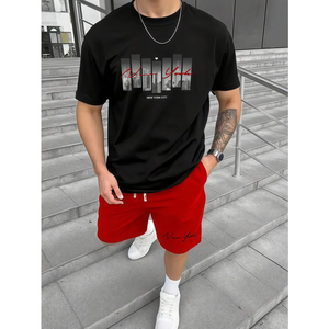 Custom LOGO T-Shirts <b>Set</b> OEM ODM Streetwear Distressed Vintage Washed Cotton Tee Short Sleeve <b>Sets</b> Men's T-Shirts - Product Image 2