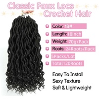 Extensions de cheveux synthétiques tressées au crochet pour faux locs, style Nu Goddess, 70g, 18 pouces, doux, type Yaki, pour femmes africaines